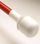 A marshmallow-style white mobility cane tip.