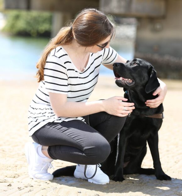 Jacinta with her Guide Dog Sansa.