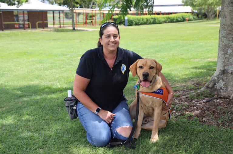 Tracey Ho/lens-Riley and her second guide dog pup 'Archie'.