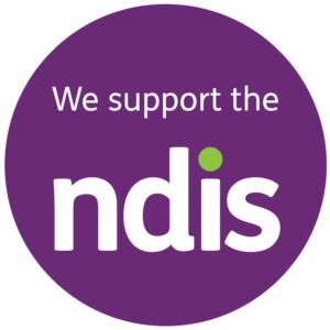 White text in a purple logo reads 'We support the NDIS'.
