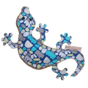A colourful lizard, made from material.